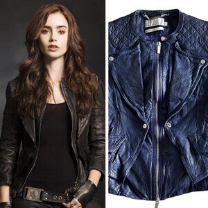 Karen Millen Quilted Panel Leather Jacket ASO Clary Fray ALT Color